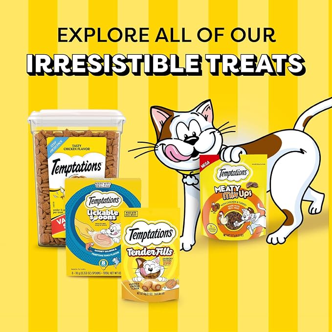 Temptations Lickable Spoons, Soft Lickable Cat Treats, Adult Wet Cat Treats, Variety Pack, 24 Spoons