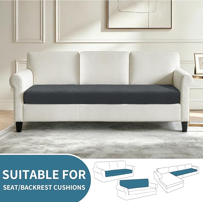 XINEAGE Couch Cushion Covers,Loveseat Sofa Seat Slipcovers for Pets,Non Slip Sofa Seat Cover Washable,Sofa Slipcovers with Elastic Bottom(1 Piece Sofa Cushion Cover,Dark Gray)