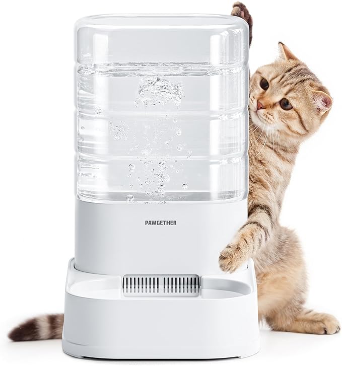 PAWGETHER® Automatic Cat Water Dispenser with 1 Filter Gravity Water Bowl for Dogs, 1 Gallon/3.5L Dog Water Bowl Dispenser, Cat Waterer, Easy to Fill