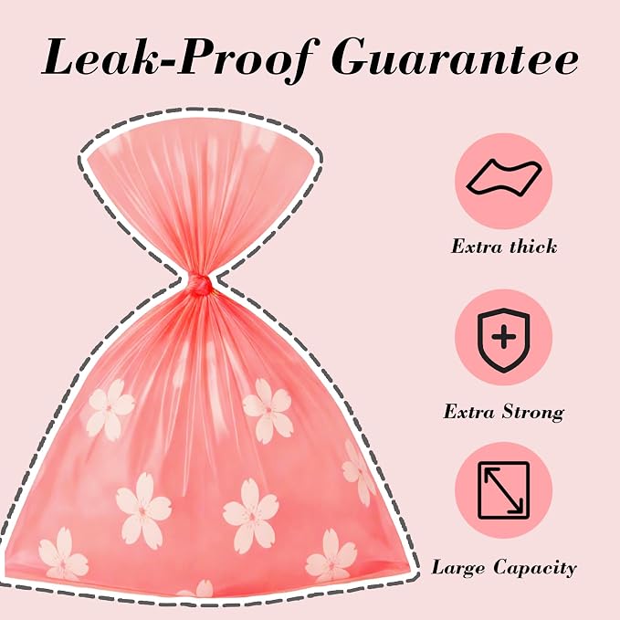 Cherry Blossom Scented Dog Poop Bags - 360 counts Pink Pet Waste Bags with Dispensers, Extra Large 13x9 Inch Leak-Proof Fragrance Bags for Dogs Walking and Cat Litter