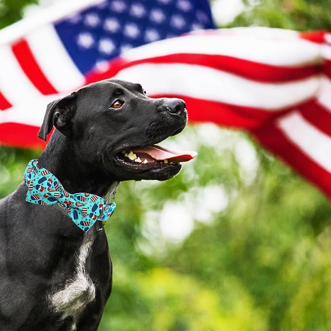 Elegant little tail Independence Dog Collar, Holiday Pet Collars with Bow Durable Patriotic Pet Collars Adjustable Dog Collar for Medium Dogs