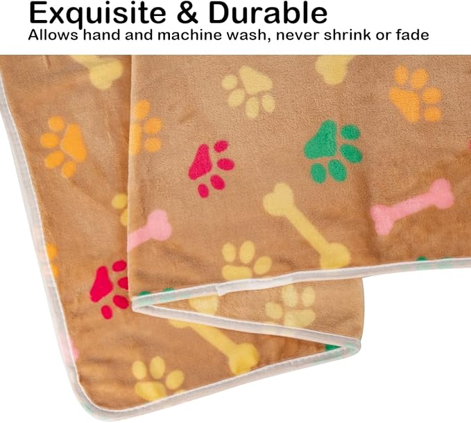 Dono 1 Pack 6 Dog&Cat Blanket, Soft Fluffy Fleece Puppy Blanket for Small Medium Large Dogs Girl, Pink Paw Print Puppy Dog Cat Warm Sleep Mat Blankets Essentials for Dogs