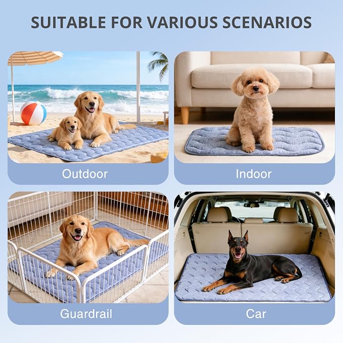 Cooling Mat for Extra Large Dogs, 55"x 39" Thick & Durable Dog Cooling Mat, Q-MAX>0.45, Double-Sided Cooling Pet Pad, Washable Portable Dog Cooling Mat for Couch, Crate & Car - XL - Blue