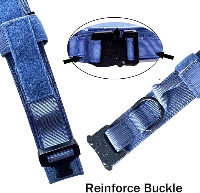 Tactical Dog Collar Adjustable Military Nylon Dog Collar with Control Handle and Heavy Duty Metal Buckle for Medium and Large Dogs (Dark Blue,M)