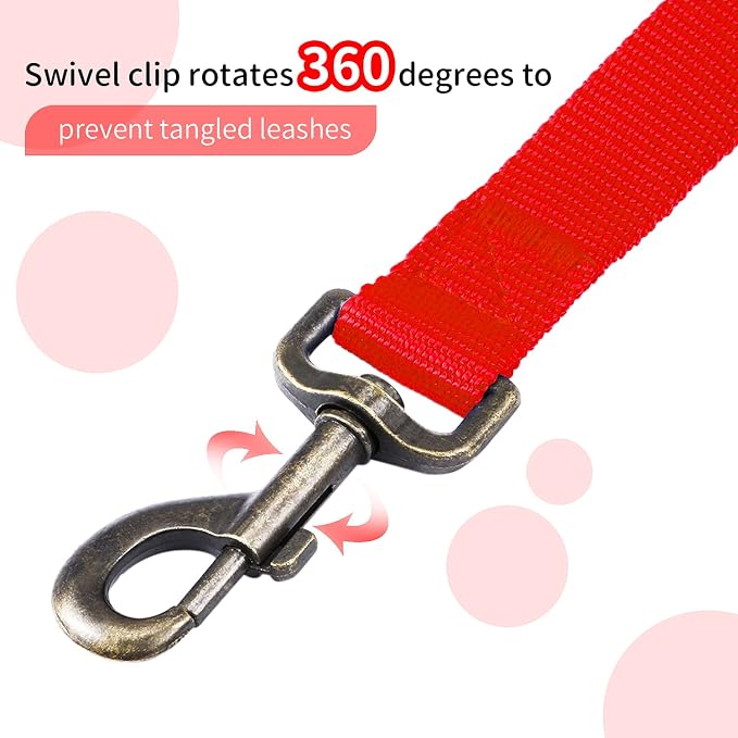 HIKISS Long Dog Leash Obedience Recall Training Agility Lead with Thickening Material for Large Dog - 15ft 20ft 30ft 50ft 100ft Training Leash(Red 20ft)
