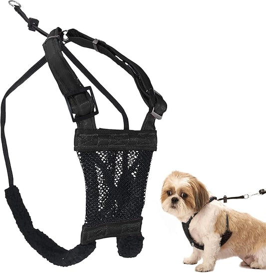 Sporn No Pull Dog Harness, Durable Nylon Mesh Harness for Small Dogs, No Choke Design, Padded Restraint Sleeves, Adjustable Fit, Easy On/Off, Ideal for Small Breeds, Black