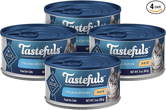 Blue Buffalo Tastefuls Natural Wet Cat Food Cans, Paté Style, Chicken Entrée 3-oz Cans (Pack of 4)