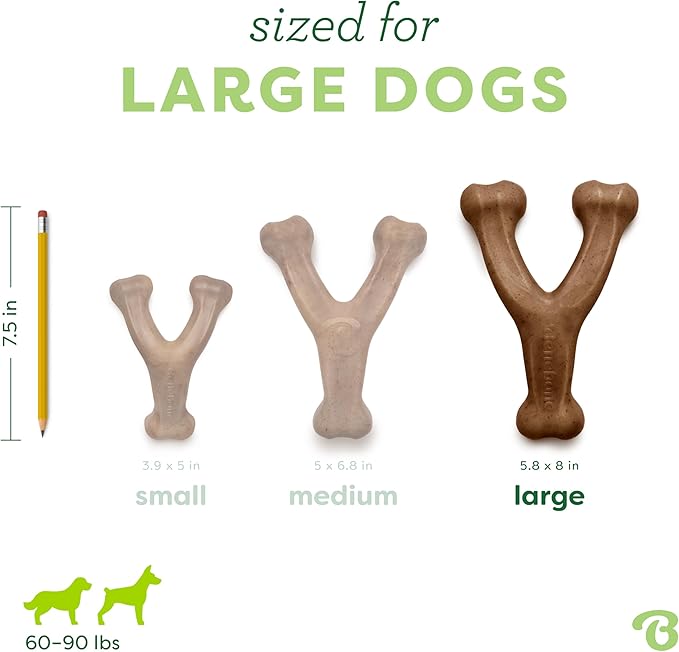 Benebone 3-Pack Wishbone Durable Dog Chew Toy for Aggressive Chewers, Variety Pack-Bacon, Chicken, Peanut Made in USA, Large