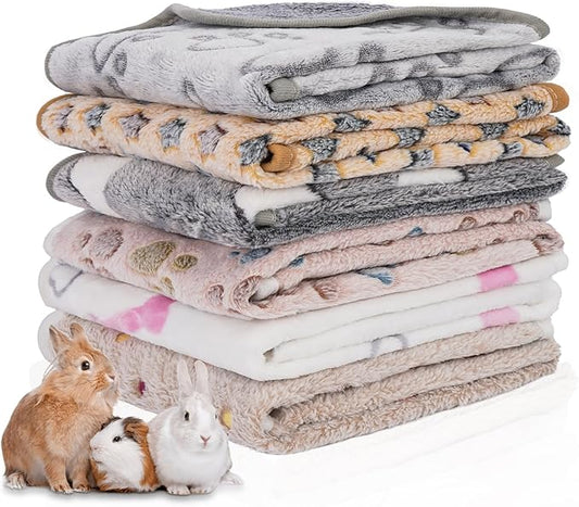 6 Pack Guinea Pig Cage Liner, Washable Guinea Pig Fleece Blankets Beding Accessories, Flannel Throw Warm Sleep Mat, Pet Pee Pads for Small Animal Hamster Rabbit Puppy Cat (Dark Color, 26x14 Inch)