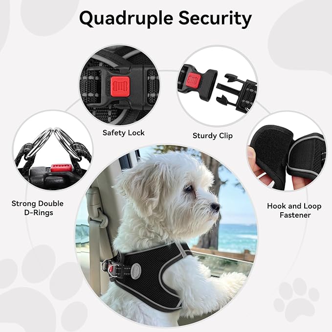 Joytale Small Dog Harness, Breathable Mesh Step-in Vest, Reflective Soft Padded Harnesses for Small and Medium Dogs, Black, M