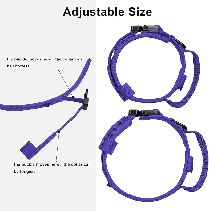 DAGANXI Tactical Dog Collar, Adjustable Military Training Nylon Dog Collar with Control Handle and Heavy Metal Buckle for Medium and Large Dogs, with Patches and Airtags Case (Purple, M)
