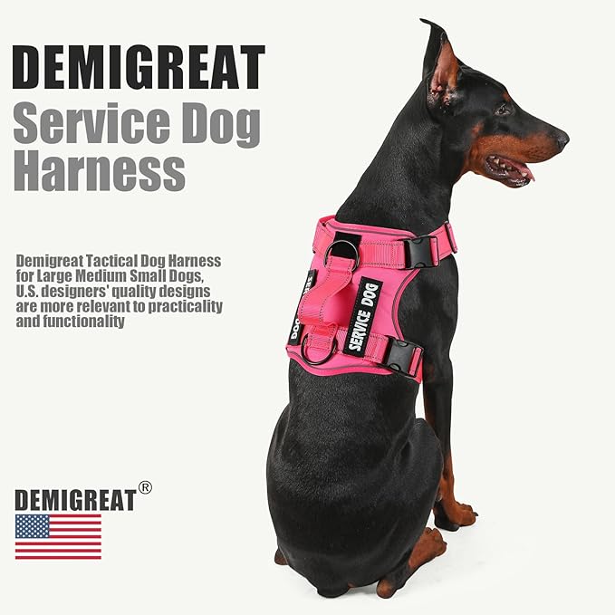Service Dog Harness, Reflective Dog Vest Harness with 5 PCS Patches, Adjustable Soft Oxford Pet Harness, Inner Layer Mesh, Easy to Control for Small Medium Large Dogs