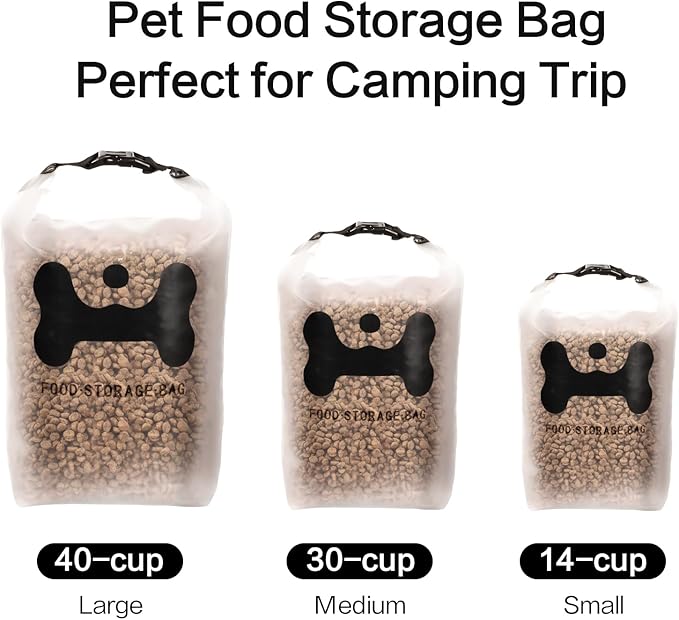 ANVS Silicone Pet Food Storage Bag,14-Cup Dog Food Bag with 2PCS Collapsible Travel Bowls, Perfect for Camping Trip, Dog Boarding, Weekend Getaways and Travel