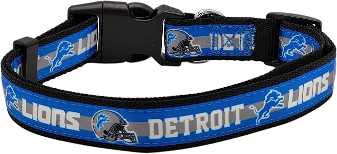 Pets First NFL Detroit Lions Licensed PET COLLAR, Small - Heavy-Duty, Strong, and Durable Dog Collar. Available in 31 Football Teams and 4 Sizes