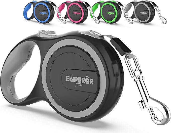 Emperor Pets 26 ft Retractable Dog Leash - Heavy Duty Retractable Pet Leash with Anti-Slip Grip - Reflective Dog Leash Tape for Medium to Large Dogs up to 100 lbs -GY26
