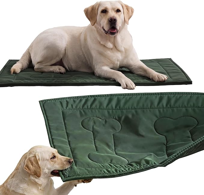 Chew Proof Dog Crate Pad - Indestructible Durable Dog Bed for Aggressive Chewers, Machine Washable & Waterproof Indoor Outdoor Tough Kennel Pad for Small Dogs (Small (18"x29"),Green)
