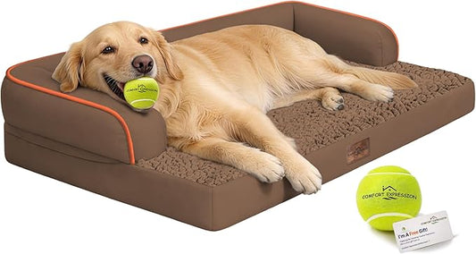 Comfort Expression Dog Bed Large Size Dog - XL Washable Orthopedic Pet Bed Waterproof Pet Couch Memory Foam Sofa Bolster with Removable Cover - 42 x 30