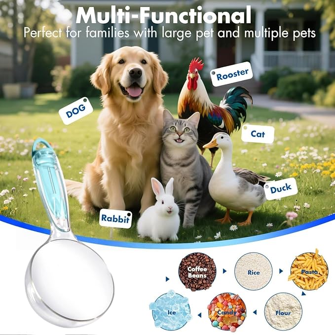 Pet Cat Dog Food Scoop, Dog Cup Capacity Cat Food Scooper With Sealing Clip, Puppy and Cat Coffee Bean, Flour Scoop Light Bule