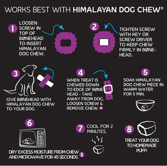 Himalayan Dog Chew Bonehead, Small Dog Chew Holder, Secures Yak Chews and Bully Sticks, Durable Nylon Dog Treat Holder, Safe Chew Toy for Puppies and Small Dogs, Safe Chewing Accessory, 1 Dog Toy