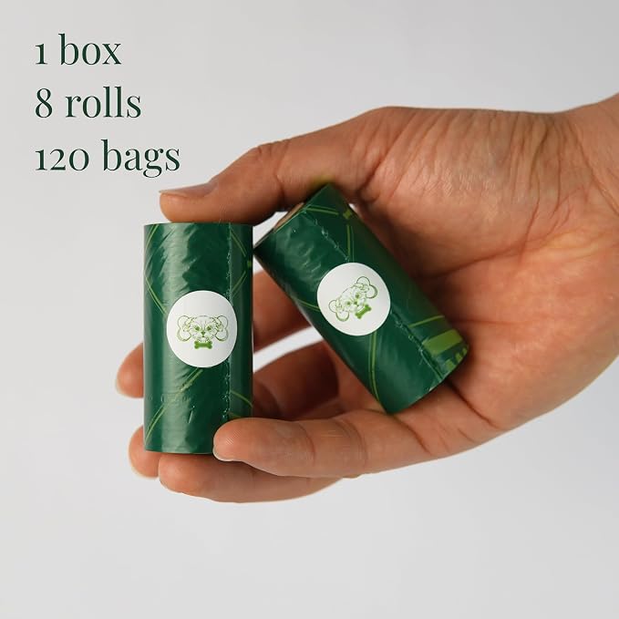 Extra Thick Dog Poop Bags Rolls, Leak-Resistant Pet Waste Bags, 120 Count (8 Rolls), 9x13 in Large, Lavender Scented, Fits Most Dispensers, Green
