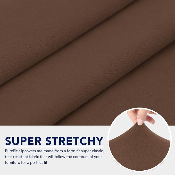 PureFit 100% Dual Waterproof Recliner Cover, Waterproof Couch Cover for Recliner - Stretch Non Slip Fleece Sofa Covers Washable, Leakproof Furniture Protector for Kids, Pets, Dog (Recliner, Brown)