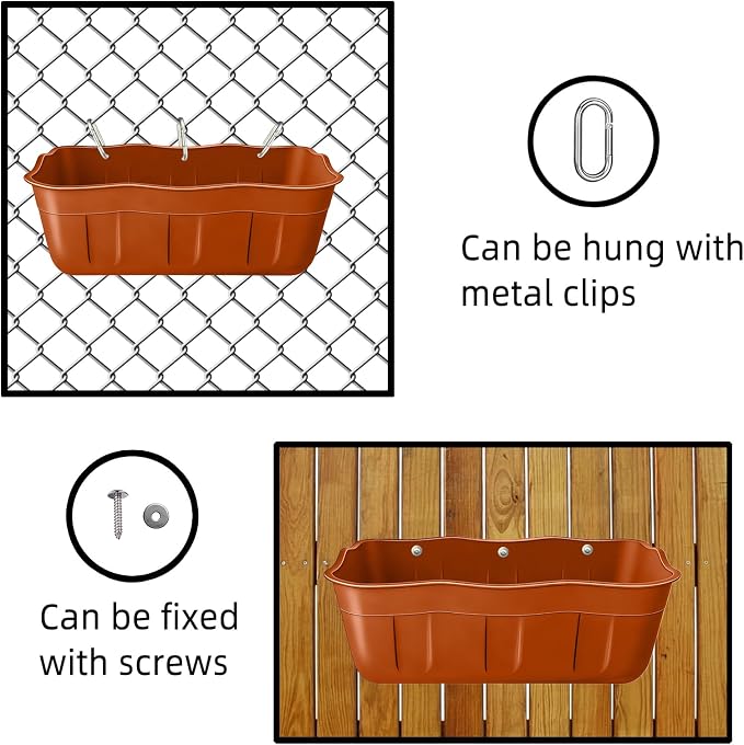 Hanging Goat Feeders,Chicken Feeder Waterer,Large Feed Trough 7.5 Quart 1 Pack,Hanging Fence Feed Trough for Poultry Livestock,Terracotta