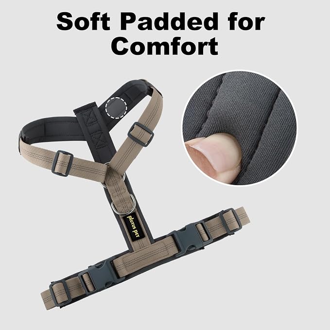 Plutus Pet No Pull Dog Harness, Adjustable Nylon Harness with Soft Padding, Reflective and Heavy Duty Dog Harness for Small, Medium, Large Dogs(Beige, M)