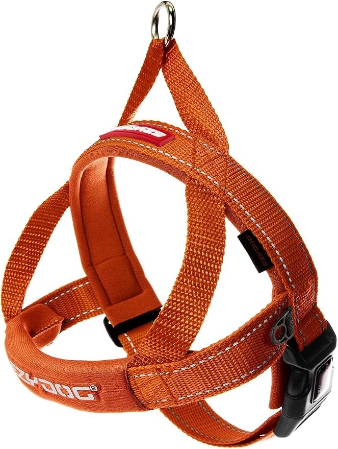 EzyDog Quick Fit Dog Harness – No Pull Harness for Training, Everyday Walking, and Easy Control - Adjustable Fit, Reflective, and Padded (X-Small, Orange)