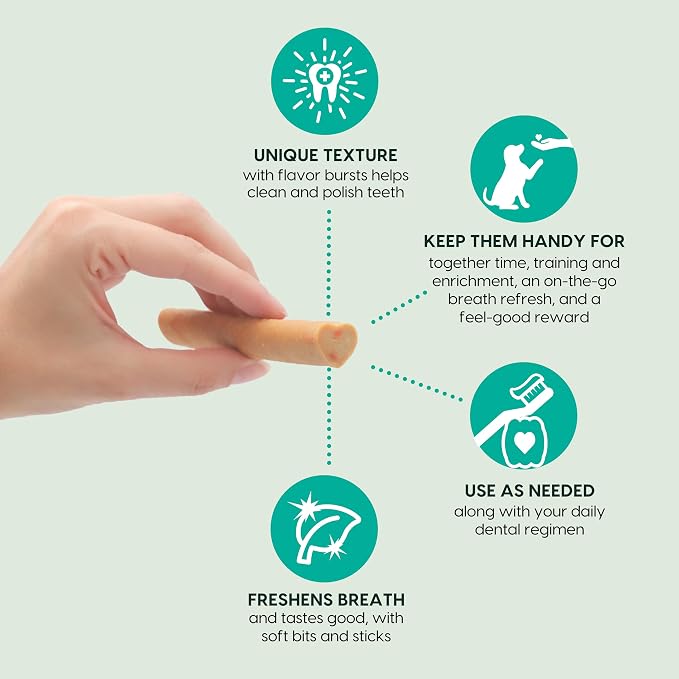 ARK Naturals Breath Bursts Dog Treats, Dog Dental Sticks for Large Breeds, Unique Texture Helps Clean Teeth & Freshen Breath, Cinnamon, 6 oz, 1 Pack
