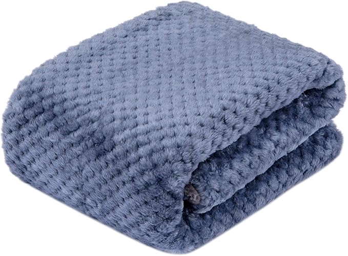 DG Plush Fleece Receiving Blanket for Dog, Cat, and Pet - Warm and Soft, 32" x 40", Smoked Blue