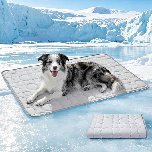 Mora Pets Dog Cooling Mat Pet Cooling Pad for Large Dogs & Cats Q-Max>0.5, Breathable Washable Self Cool Dog Mat for Indoor Floors, Crate, Sofa & Outdoor Use, Non Gel Summer Ice Silk Cold Pad L 41x28