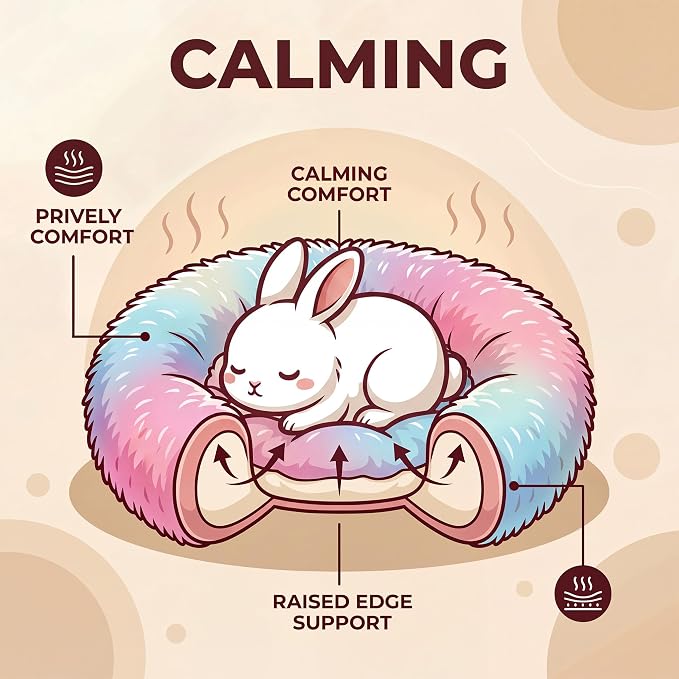 Guinea Pig Bed 11.8 Inch for Small Animal，Washable Small Animal Beds，Hideout Soft & Comfortable Donut Bed for Dwarf Rabbits/Hamster/Hedgehog/Ferrets,Rainbow