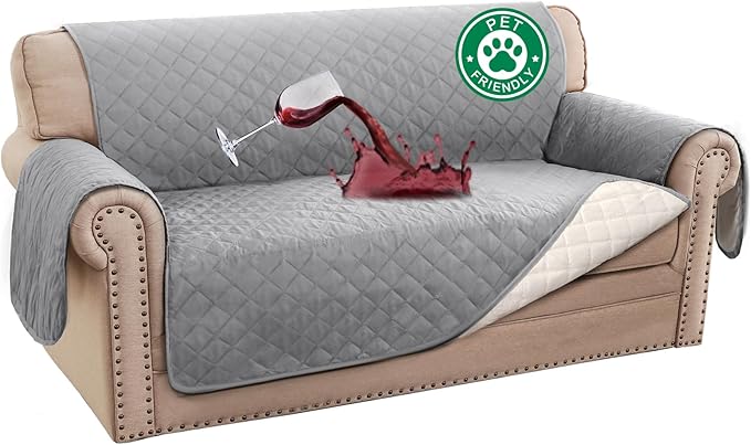 Turquoize 100% Waterproof Couch Cover Sofa Covers for 2 Cushion Couch Loveseat Covers Triple Non-Slip Couch Cover for Dogs Washable Furniture Protector Cover for Pets, Kids(Loveseat 54",Dove Gray)