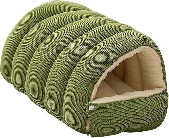 Plush Pet Cave Bed with Removable Cushion, Cozy Winter Hideaway for Small to Medium Dogs & Cats, Washable (Light Beige, XL Size)