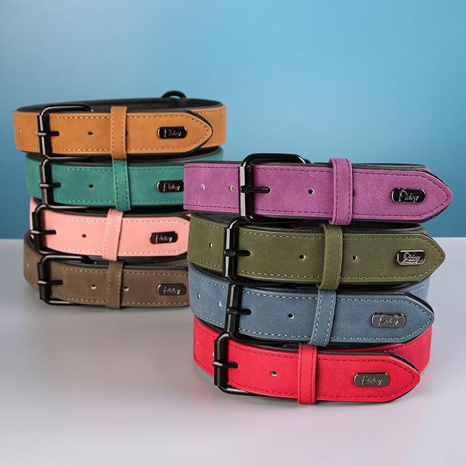 Didog Soft Padded PU Leather Dog Collar, Breathable and Adjustable Dog Collars for Small Dogs, Comfortable for Daily Walk, Light Brown, M Fit Neck 11-14"(10-20 lbs)