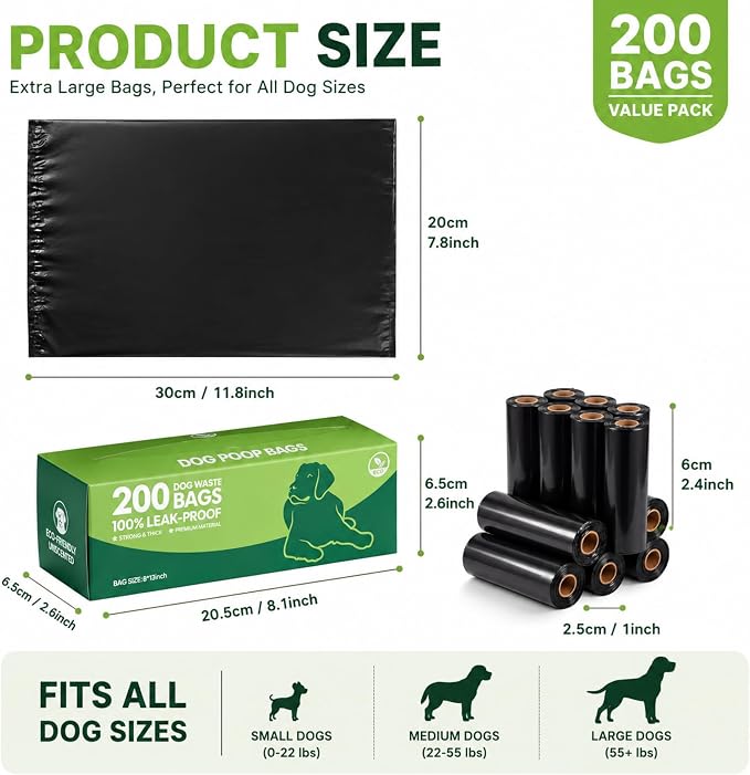 Sherr 100 Boxed Rolls 20000 Counts Dog Poop Bags Bulk Leak Proof Dog Waste Bags Pet Doggy Waste Poop Box Universal for Puppy Pets Outdoor Walking and Travel, 100 Rolls of 200