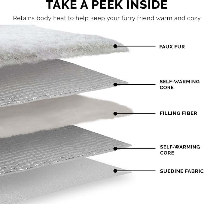 Furhaven Self-Warming Cat Bed for Indoor Cats, 4-Beds-in-1 & Washable - Plush Long Faux Fur Convertible Cuddler - Gray, Small (Pack of 2)
