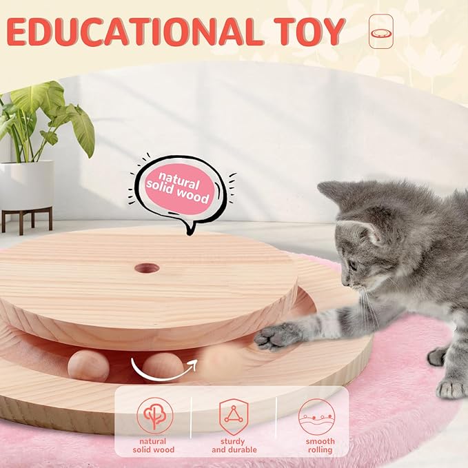 45'' Tall Cat Scratching Post Tree,Heavy Duty for Indoor Large 3.5Inch Diameter Natural Sisal Rope Post,Stable Real Wood Base,Artificial Plant Design Scratcher with Interactive Ball Toy for Home Decor