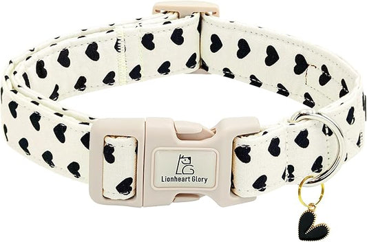 Lionheart glory Valentine's Dog Collar-Hearts Print Dog Collar for Small Cute Dog Collars Spring Female Male Pet Gift Adjustable Heavy-Duty Puppy Collar Holiday