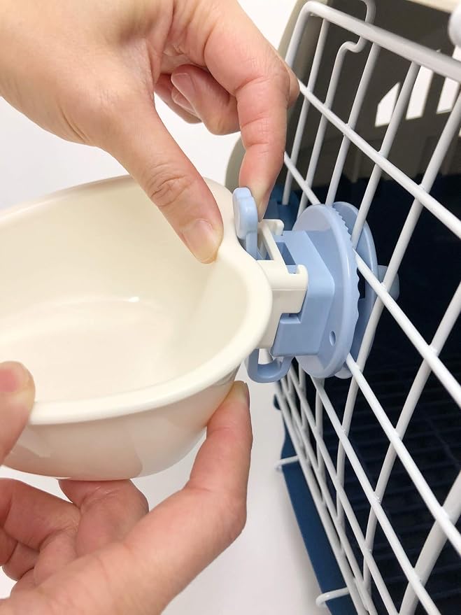Choco Nose Patented Removable Heart Shaped Food Bowl for Dogs/Puppies/Rabbits/Cats/Guinea Pigs/Chinchillas/Birds -Water Dish for Small Pets or Animals - for Wire Cages or Crates 8 oz, Blue (C607)