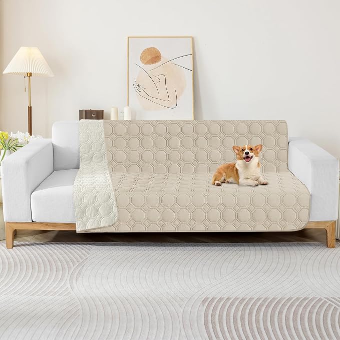 ZNSAYOTX Ultimate Cozy Blankets (52"x82") 100% Waterproof Bed Mat Blanket for Dog Pets, Couch Sofa Protector with Non-Slip Back Washable Durable, Pee Scratch Proof Easy to Clean (Khaki)