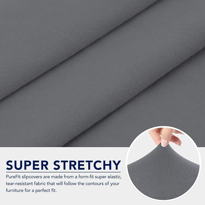 PureFit 100% Dual Waterproof Couch Cover Slipcovers for Couches and Sofas - Stretch Non Slip Fleece Sofa Covers Washable, Leakproof Furniture Protector for Kids, Pets, Dog (Loveseat, Gray)