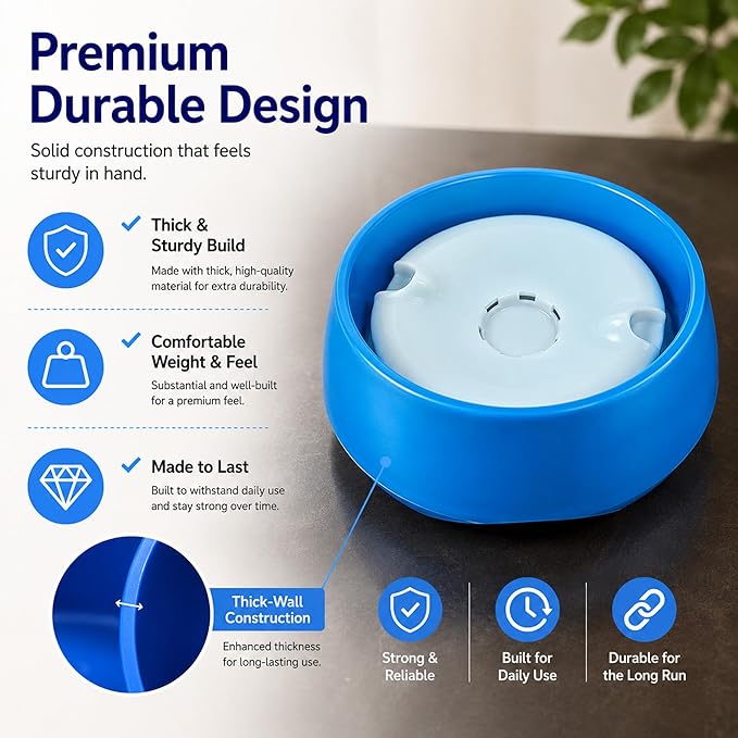 No Spill Dog Water Bowl, Pet Floating Water Bowl No Wet Mouth, Anti Splash & Anti Tip Slow Water Feeder, Keeps Fur Dry Clean Drinking Bowl for Dogs & Cats, Large Capacity Travel Friendly