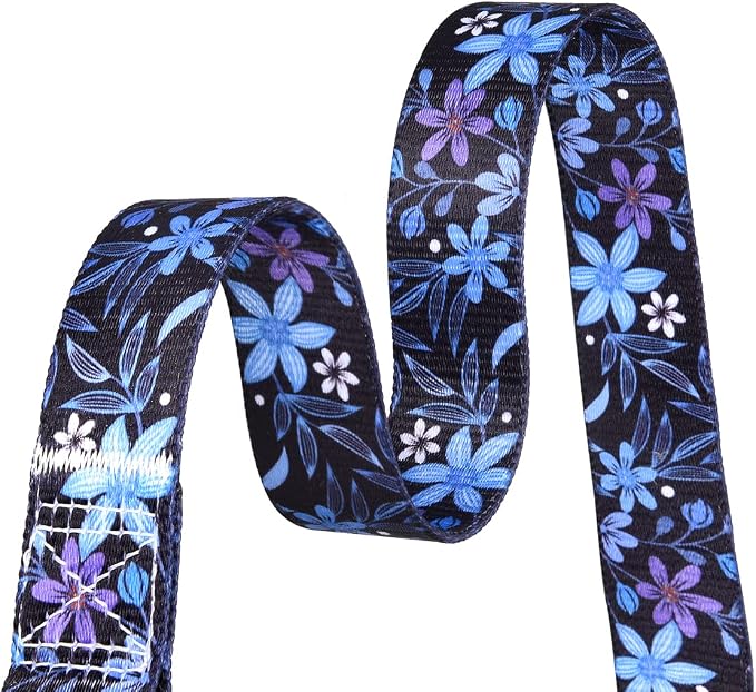 Mihqy Dog Collar and Leash Set with Bohemia Floral Tribal Geometric Patterns - Soft Ethnic Style Collar Adjustable for Small Medium Large Dogs(Blue Floral Set,L)