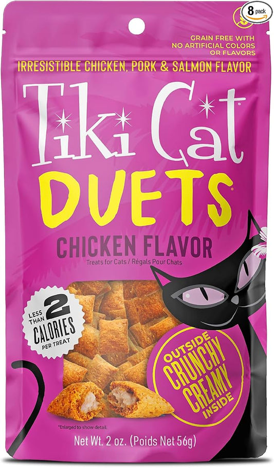 Tiki Cat Duets Cat Treats, Chicken Flavor, 2 oz. Pouch (8 Count)