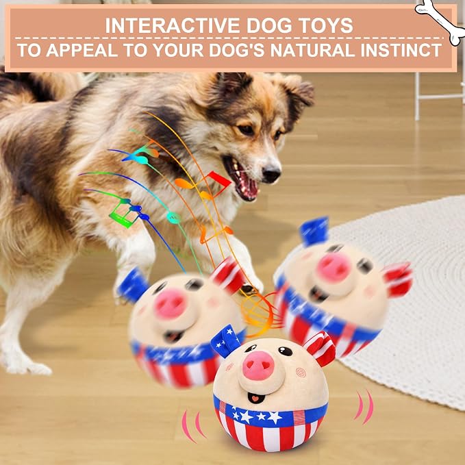 BABORUI Interactive Dog Toys Independence Pig, 4th of July Dog Toys with Recording and Music Modes, Independence Day Dog Toys for Small/Medium/Large Dogs to Keep Them Busy(Independence Pig)