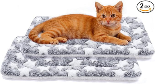 Mora Pets Cat Bed Dog Crate Pad Ultra Soft Pet Bed with Cute Star Print Washable Reversible for Small Dogs 14 x 17.5 inch 2 Pack Grey