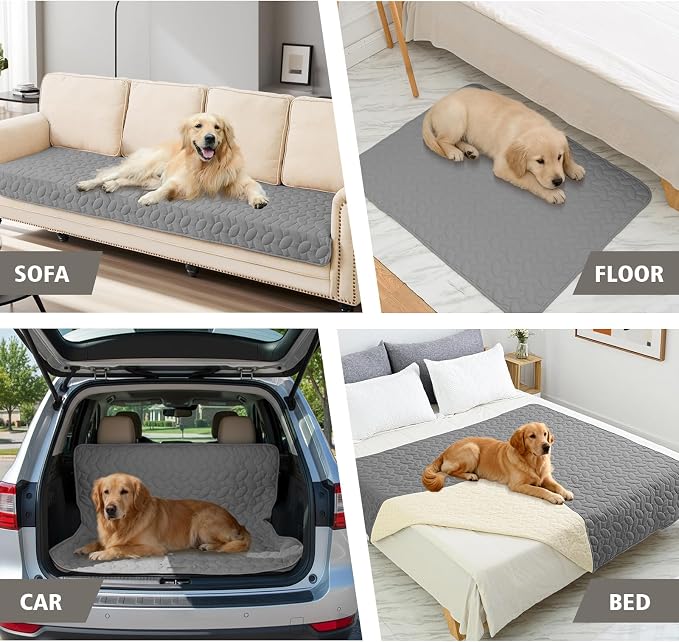 Ameritex Waterproof Pet Bed Cover Anti-Slip Dog Bed Blanket for Sofa and Furniture Waterproof New Pattern Design (Lightgrey, 30x53 Inch (Pack of 1))