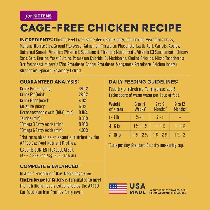 Instinct Raw Meals Freeze-Dried Kitten Chicken Cat Food, 9.5 oz. Bag