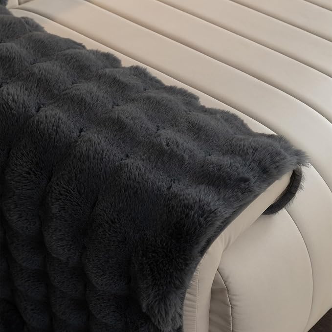 Faux Fur Couch Cover, Soft Warm Plush Sofa Couch Cover, Non Slip Sectional Sofa Slipcovers, Washable Furniture Protector for Kids, Dogs, L Shaped Armrest Backrest Cover(Dark Grey, 28"x 28")